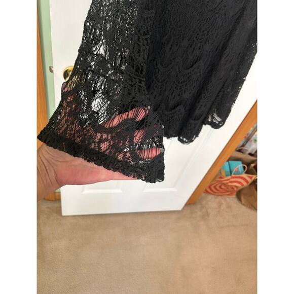 Black lacey dress or top bell sleeved Morticia Adams style - Picture 6 of 7